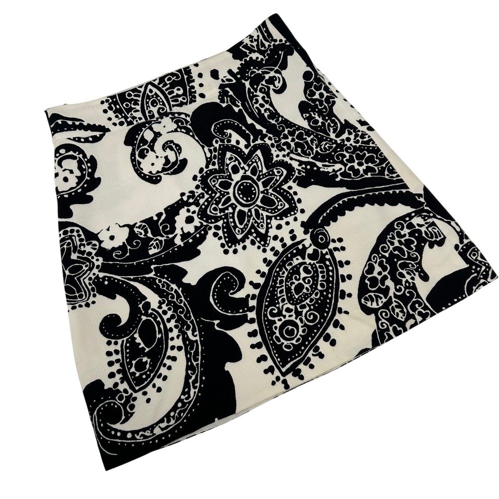Kate Spade New York Skirt the Rules Paisley Floral Mini Skirt Black White Size 4